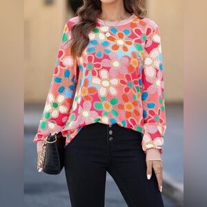 Long sleeve crew neck blouse 2XL
